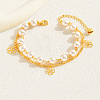 Elegant Brass & Imitation Pearl Double Layer Clover Pendant Anklets for Women's Fashion Style KI5971-1