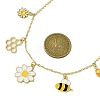 Flower & Bees & Honeycomb Alloy & Glass Pendant Necklaces X1-NJEW-TA00165-3