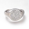 Brass Micro Pave Clear Cubic Zirconia Cuff Rings RJEW-N031-18P-1