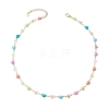 304 Stainless Steel Enamel Colorful Heart Link Chain Necklaces for Women NJEW-JN05165-4