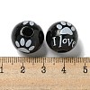 Printed Wood European Beads WOOD-G022-20I-3