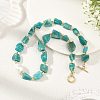 Raw Rough Natural Amazonite Nuggets & Oval Shell Pearl Beaded Necklaces for Women NJEW-JN06486-1