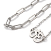 Tarnish Resistant 304 Stainless Steel Paperclip Chains & Cable Chain Bracelet Sets AJEW-U005-05F-P-3