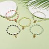 Glass Pearl Beaded Stretch Bracelet with 304 Stainless Steel Hamsa Hand Charm for Women BJEW-JB08522-2