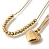 304 Stainless Steel Heart Pendant Necklaces Sets NJEW-H046-02G-2