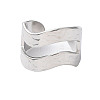 304 Stainless Steel Hollow Wave Open Cuff Rings RJEW-D006-08P-2