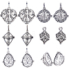 10Pcs 5 Styles Filigree Brass Cage Pendants KK-SC0003-77D-1