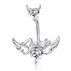 304 Stainless Steel Pave Cubic Zirconia Curved Barbell Belly Rings FS-WG6D7D2-07-1