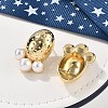 Brass Oval Stud Earrings EJEW-R016-07G-2