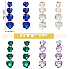 ANATTASOUL 4 Pairs 4 Colors Glass Heart Dangle Stud Earrings EJEW-AN0004-56-2