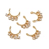 Rack Plating Brass Pave Clear Cubic Zirconia Connector Charms KK-C007-32G-1