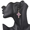 304 Stainless Steel Glass Seeds Cross Dangle Earrings EJEW-MZ00506-03-2