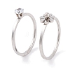 Flower 304 Stainless Steel Finger Ring Set for Women RJEW-C086-28-P-1