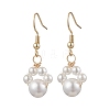 Round Shell Pearl Beads Dangle Earrings EJEW-JE06318-3