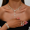 Brass Rhinestones Necklaces & Earring & Bracelets Sets for Women WGF929C-08-2