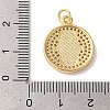 Flat Round with Hamsa Hand Rack Plating Brass Cubic Zirconia Pendants KK-K385-051G-4