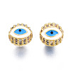 Golden Plated Brass Micro Pave Cubic Zirconia Beads ZIRC-S061-130A-01-1