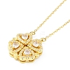 Brass Pave Cubic Zirconia Heart Clover Pendant Necklaces NJEW-K276-01G-03-1