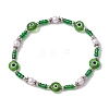 Evil Eye Lampwork & Glass Seed Beaded Stretch Bracelet BJEW-JB10180-3