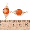 Natural Carnelian Faceted Hexagonal Cut Flat Round Links Connector Charms with Copper Herringbone Wire-Wrapped KK-Z152-07G-03-3