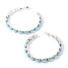 Synthetic Turquoise C-Shaped Hoop Earrings PW23030682664-1