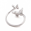 Clear Cubic Zirconia Butterfly Open Cuff Ring X-RJEW-B028-26P-3