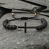 Natural Lava Rock Round Bead Braided Bead Bracelets FL7803-1-1