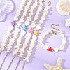 Ocean Dyed Synthetic Turquoise Starfish and Natural White Shell Chip Beaded Bracelets for Women BJEW-JB14282-1
