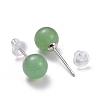 Crackle Round Green Aventurine Dainty Stud Earrings for Girl Women EJEW-M202-04C-2
