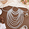 Imitation Pearl White Round Beaded Multi-Layered Shoulder Body Chains for Women AJEW-WH0816-461P-4