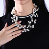Zinc Alloy Plastic Pearl Beaded Tiered Necklaces NJEW-BB15215-7