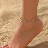 Bohemian Plastic Beads Brass Circle Link Chain Anklets for Beach Vacation Summer Foot Jewelry VQ8618-4