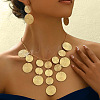 Flat Round Alloy Pendant Necklace & Dangle Earring Sets FS-WG6C074-01-3