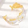 Ocean 304 Stainless Steel Enamel Fish Open Cuff Bangles for Women SA-CBA1A30-02B-G-2