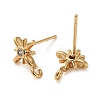 Brass Micro Pave Cubic Zirconia Studs Finding KK-K364-06G-2