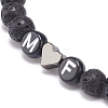 2Pcs 2 Style Natural Lava Rock & Howlite Stretch Bracelets Set BJEW-JB08672-6