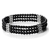 Round Forsted Natural Obsidian & Alloy Multi-Strand Beaded Stretch Bracelets for Women Men GQ0306-1-1