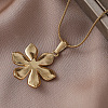 304 Stainless Steel Enamel with Imitation Pearl Cherry Blossom Flower Pendant Necklaces for Women RN9489-2