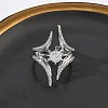 Brass Micro Pave Cubic Zirconia Cuff Open Rings for Women RJEW-L343-09P-01-2