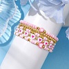 5Pcs 5 Styles Heart Acrylic & Glass Seed Beaded Stretch Bracelet Sets BJEW-JB10473-02-4