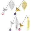 4Pcs 4 Styles Alloy Feather/Leaf Bookmarks AJEW-AR0001-95-1