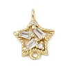 Brass Clear Cubic Zirconia Connector Charms KK-Z094-03G-02-1