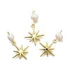 Brass & Natural Pearl Star Pendants KK-Z093-40G-1