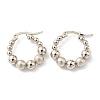 304 Stainless Steel Beaded Hoop Earrings for Women EJEW-F319-03P-1