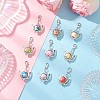 Teapot Handmade Polymer Clay & Tibetan Style Alloy Pendant Decorations HJEW-JM03544-1