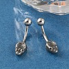 Snake Head 316 Surgical Stainless Steel Cubic Zirconia Belly Button Rings EJEW-G416-16AS-03-3