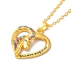 Colorful Rhinestone Heart with Unicorn Pandant Necklace with Cable Chains NJEW-K246-01G-2