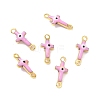 Brass Enamel Connector Charms KK-J302-08G-01-2