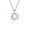 Flat Round with Antler Shape Brass Natural Moonstone Pendant Necklaces for Women WG9EF84-05-2