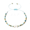 Natural Freshwater Shell & Glass Seed Beads Braided Bead Bracelets for Women BJEW-JB12362-01-2